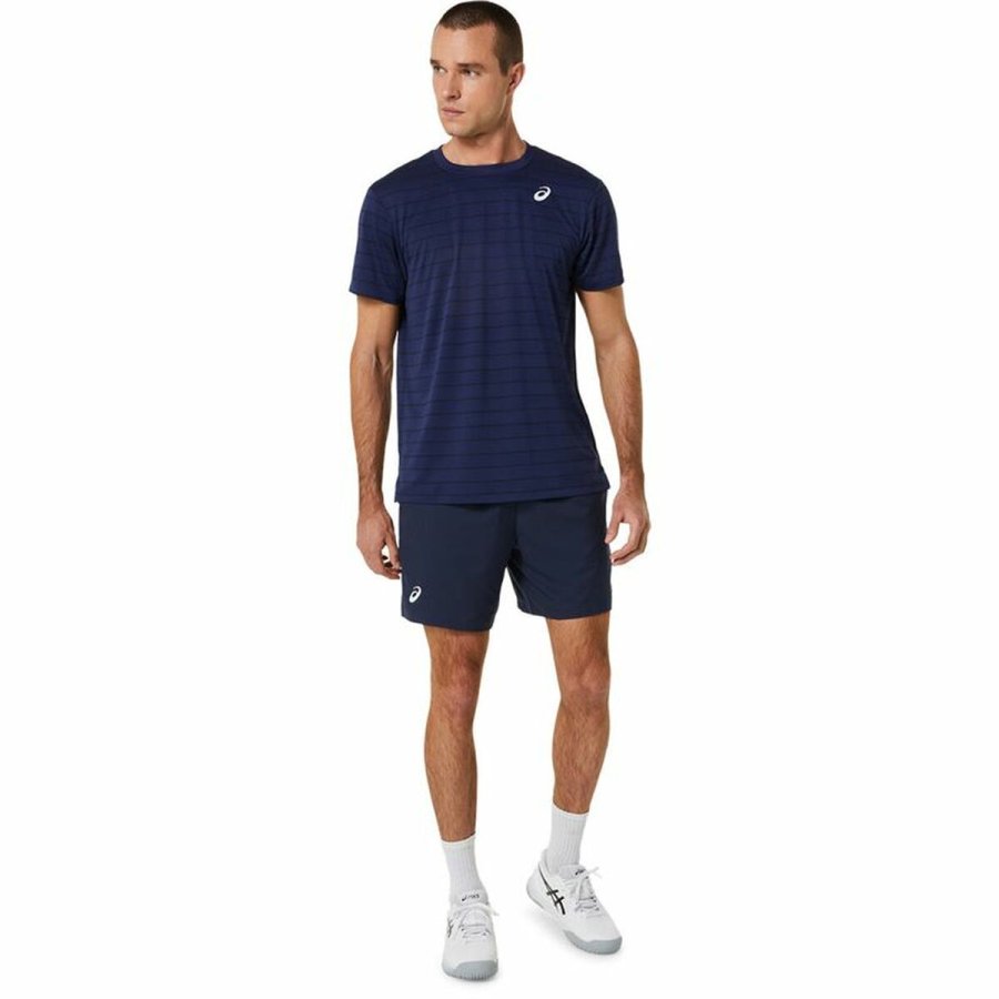 Kort�rmet T-shirt til M�nd Asics Court Marinebl� Tovtr�kning #4