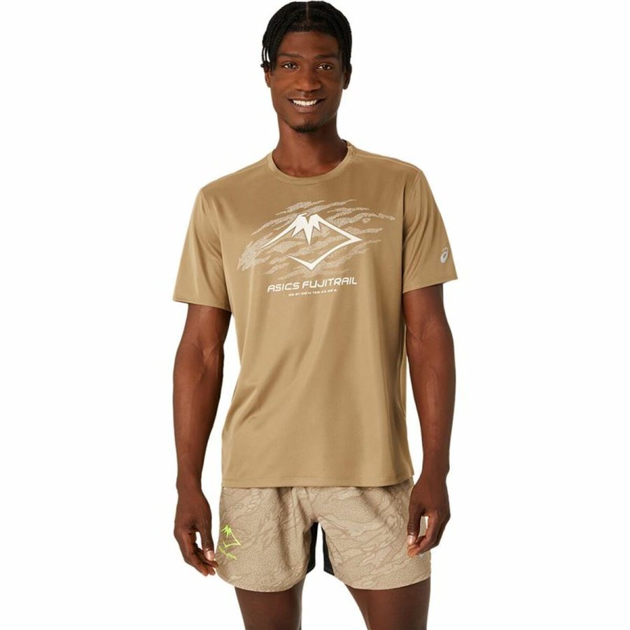 Kortrmet T-shirt til Mnd Asics Fujitrail Logo Ss Top Brun Beige #1