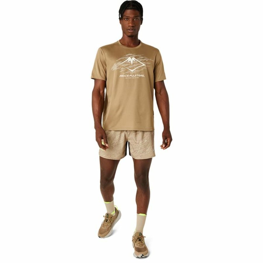 Kortrmet T-shirt til Mnd Asics Fujitrail Logo Ss Top Brun Beige #6