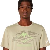Kort�rmet T-shirt til M�nd Asics Fujitrail Logo Beige #4