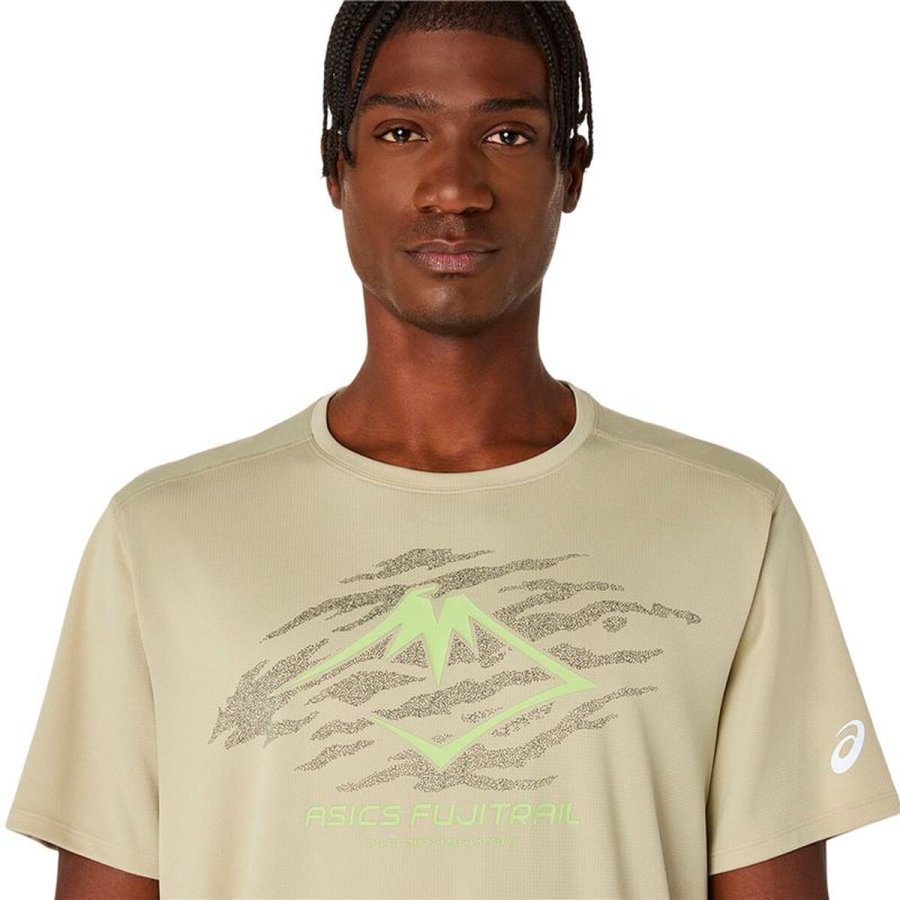 Kort�rmet T-shirt til M�nd Asics Fujitrail Logo Beige #4