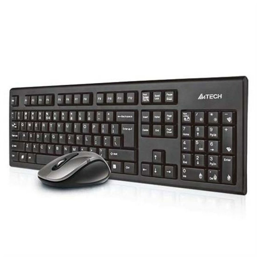 Tastatur og mus A4 Tech 7100N Qwerty UK Sort Monochrome Ingen Engelsk QWERTY Qwerty US #1