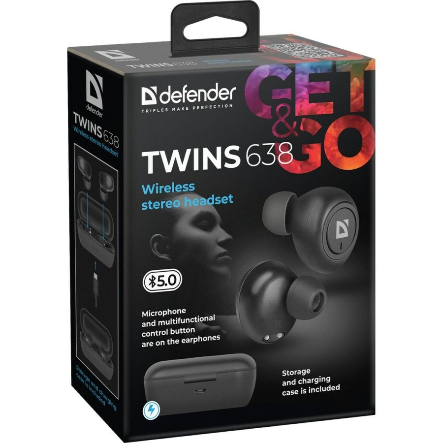 Bluetooth hovedtelefoner Defender Twins 638 Sort #9