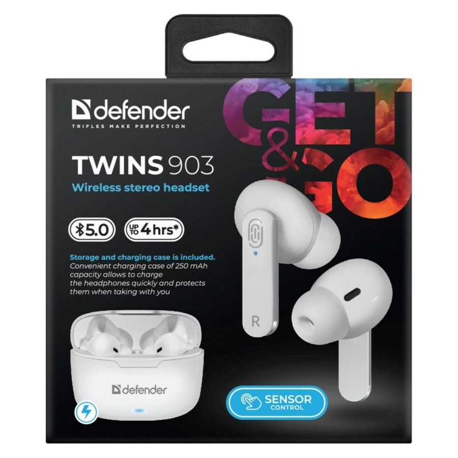 Bluetooth hovedtelefoner Defender TWINS 903 Hvid Multifarvet #7