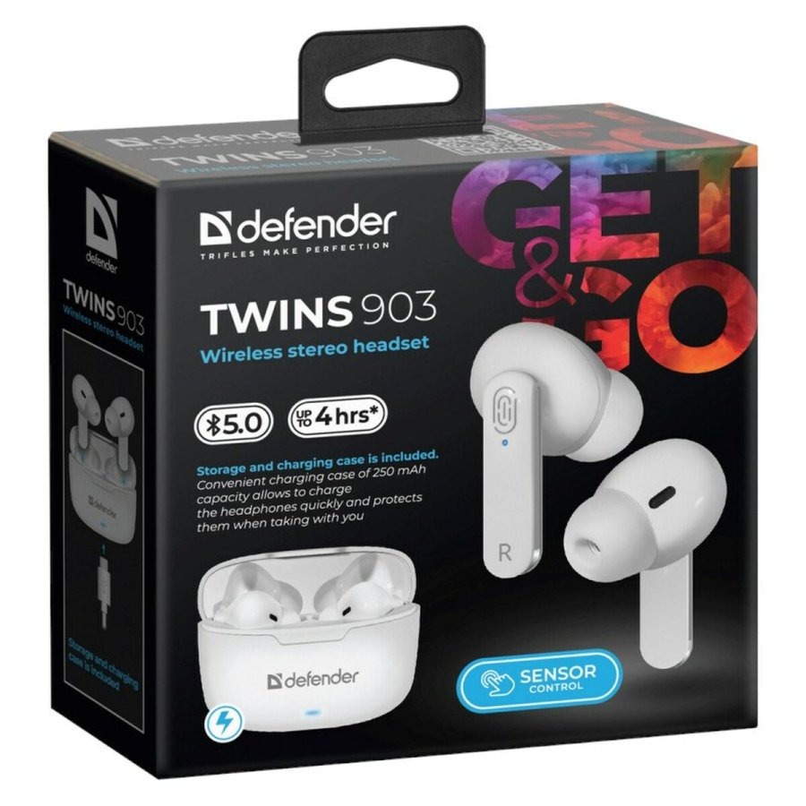 Bluetooth hovedtelefoner Defender TWINS 903 Hvid Multifarvet #11