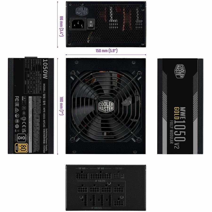 Str�mforsyning Cooler Master MWE Gold ATX 1050 W #4