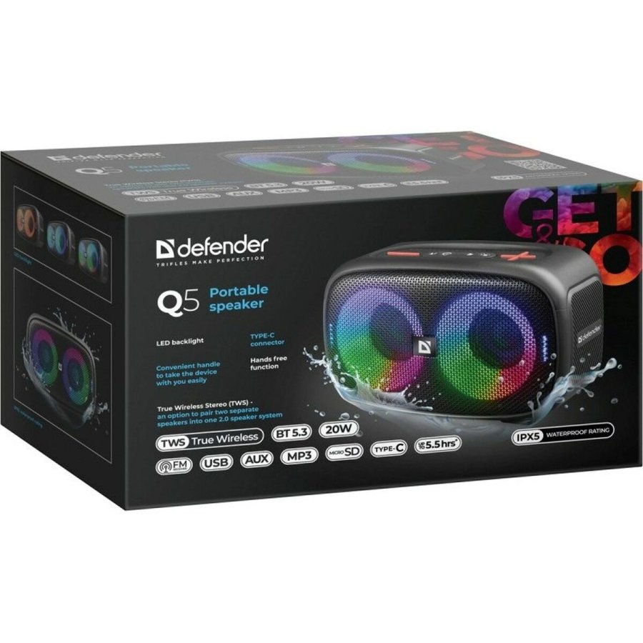 Brbare Bluetooth-hjttalere Defender 65305 Sort 20 W #1
