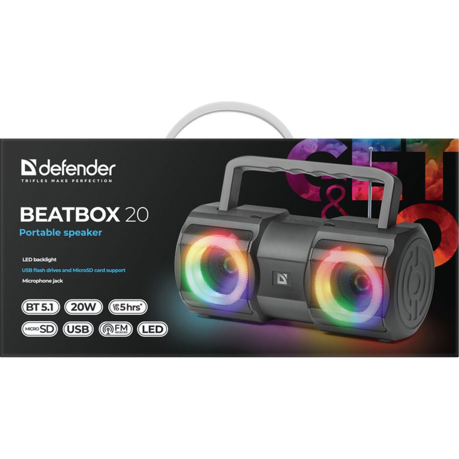 Brbare Bluetooth-hjttalere Defender BEATBOX 20 Sort #3