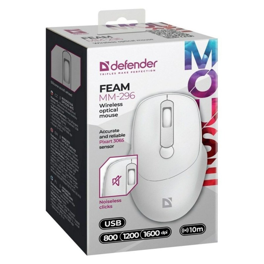 Trdls mus Defender MM-296 RF Hvid #3