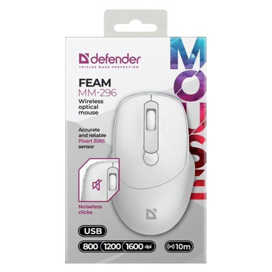 Trdls mus Defender MM-296 RF Hvid #5