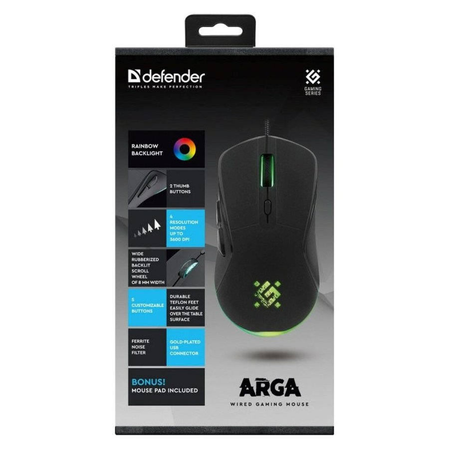 Gaming-mus Defender GM-049 ARGA Sort 3600 DPI #5