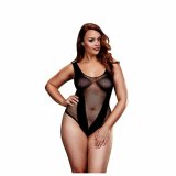 Fishnet Jacquard V Teddy Queen Size Baci Lingerie BW3134-BLKQS Sort XL Queen #2