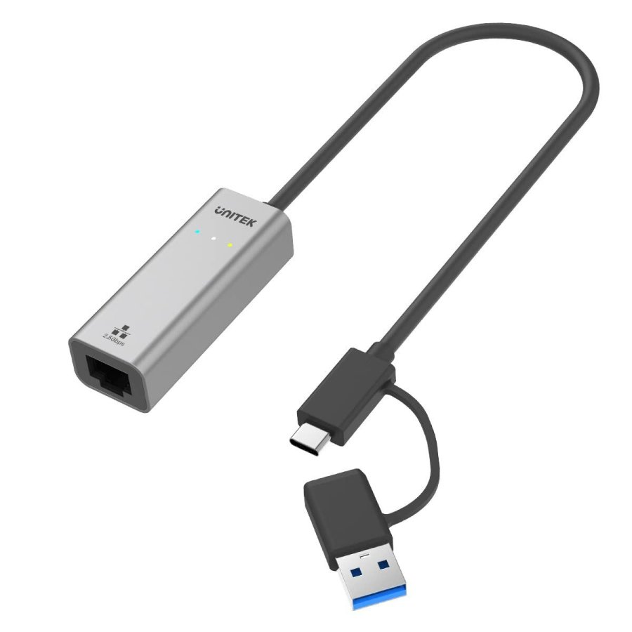 USB-C til ethernet-adapter Unitek U1313C Gr� 30 cm #1