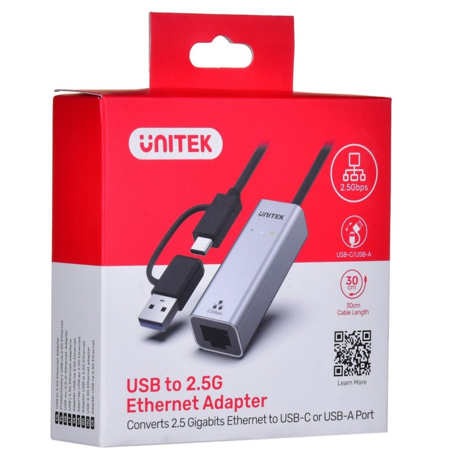 USB-C til ethernet-adapter Unitek U1313C Gr� 30 cm #7