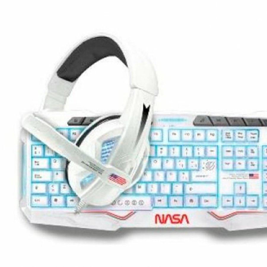 Tastatur og mus NASA ANDROMEDA4IN1-W Hvid Multifarvet Spansk qwerty #4