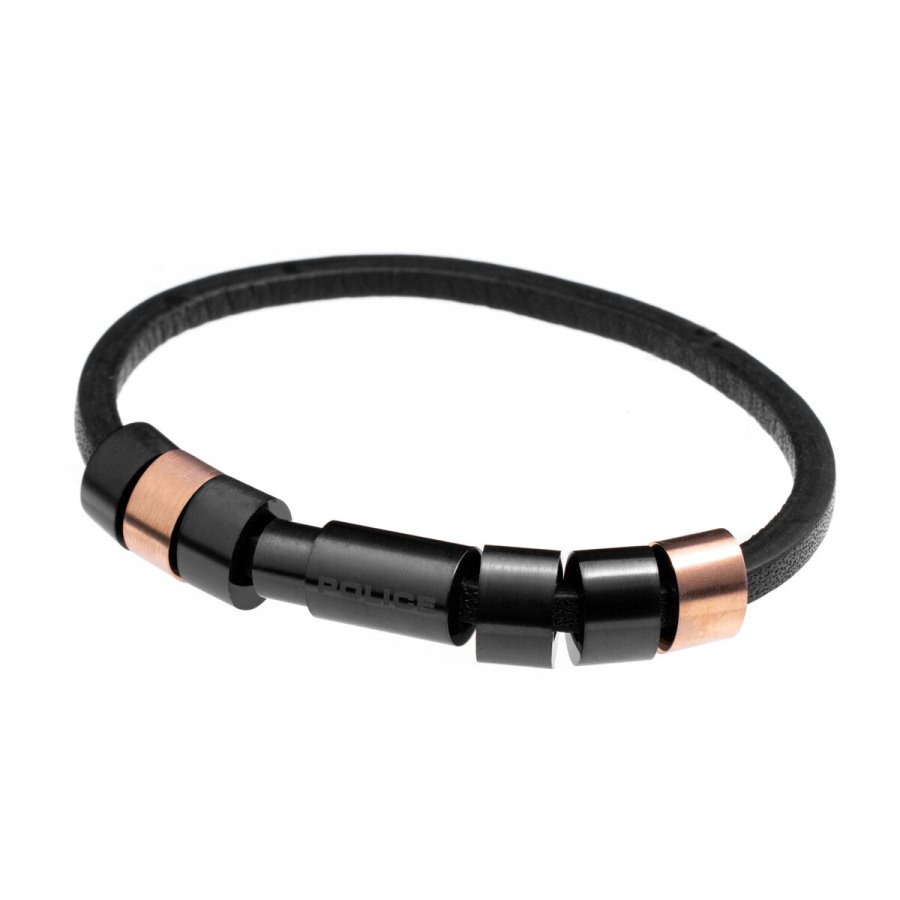 Armbnd til mnd Police PJ.22653BLR/03-19 Lder Rustfrit stl (Onesize) #1