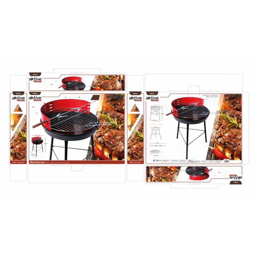 Havegrill Transportabel Aktive Tr Jern 37,5 x 70 x 38,5 cm (4 enheder) Rd #21