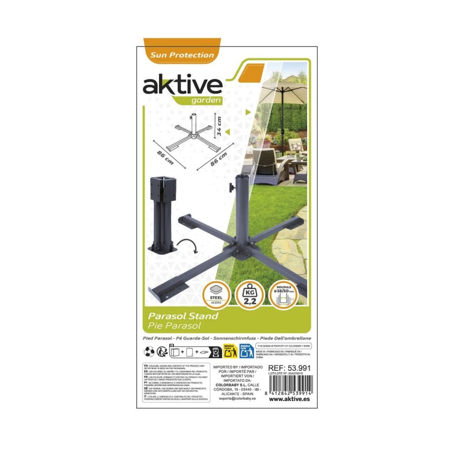 Fod for strandparasol Aktive 86 x 34 x 86 cm Sort Metal (2 enheder) #6