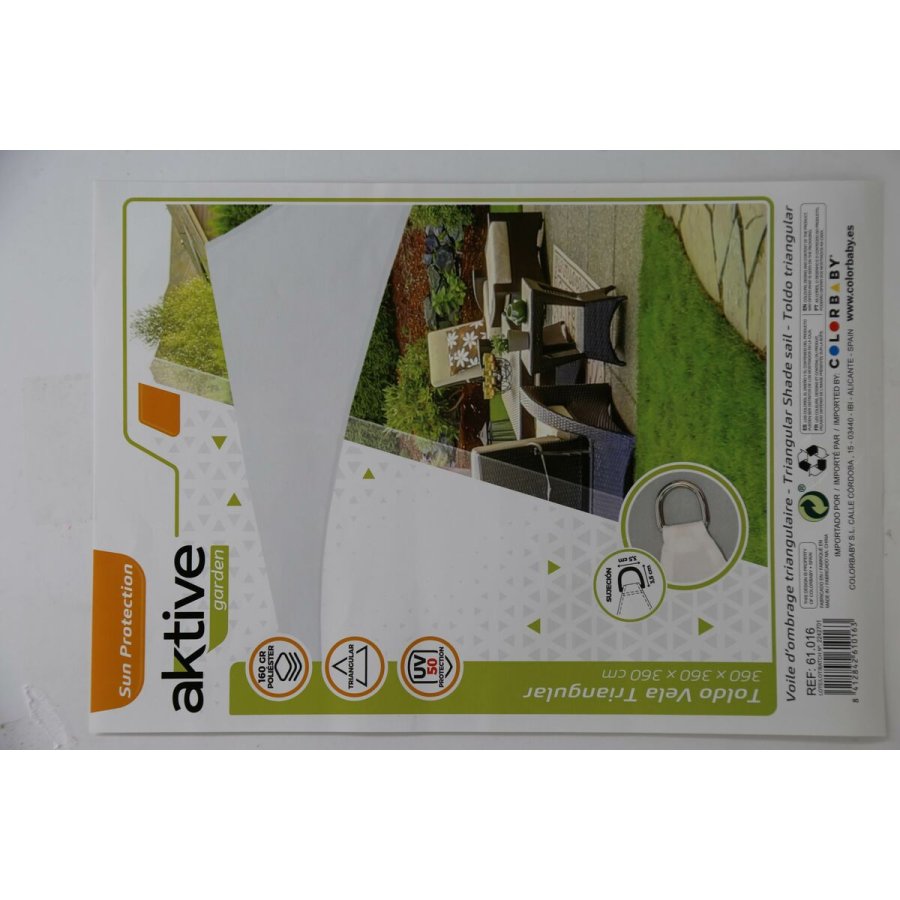 Skyggesejl Aktive Trekantet Hvid 360 x 0,5 x 360 cm (4 enheder) #5