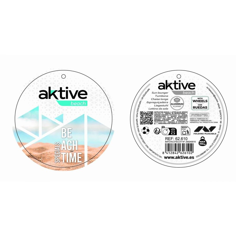 Sammenklappelig lounger-campingstol Aktive Bl� 62 x 62 x 117 cm Foldevogn Markise (2 enheder) #7