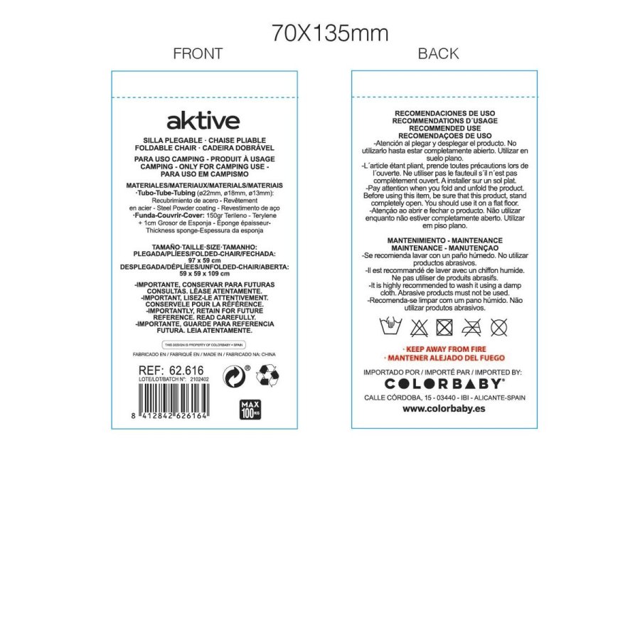 Lealnik Aktive Hvid Marinebl� Indstillelig Stribet 147 x 70 x 48 cm (2 enheder) #6