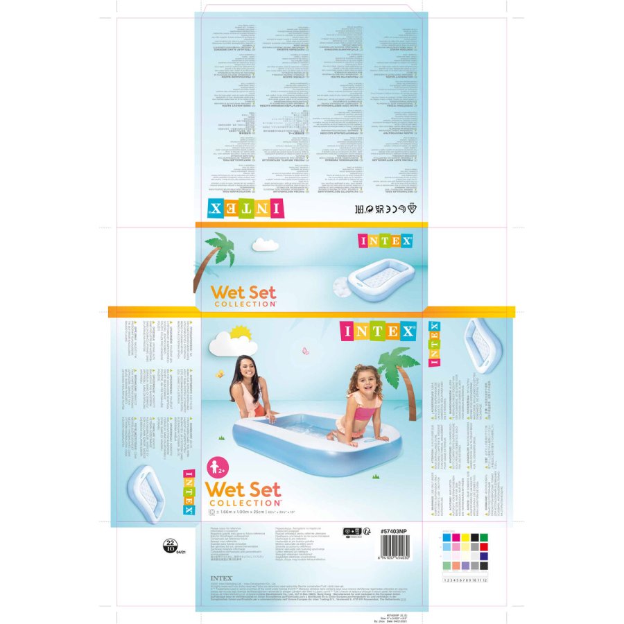 Oppustelig Pool til Brn Intex Rektangulr Bl Hvid 90 L 166 x 25 x 100 cm (6 enheder) #6