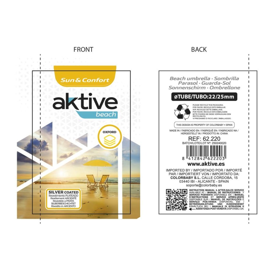 Parasol Aktive Multifarvet 180 x 185 x 180 cm 180 x 180 x 180 cm 180 x 189 x 180 cm (12 enheder) #5