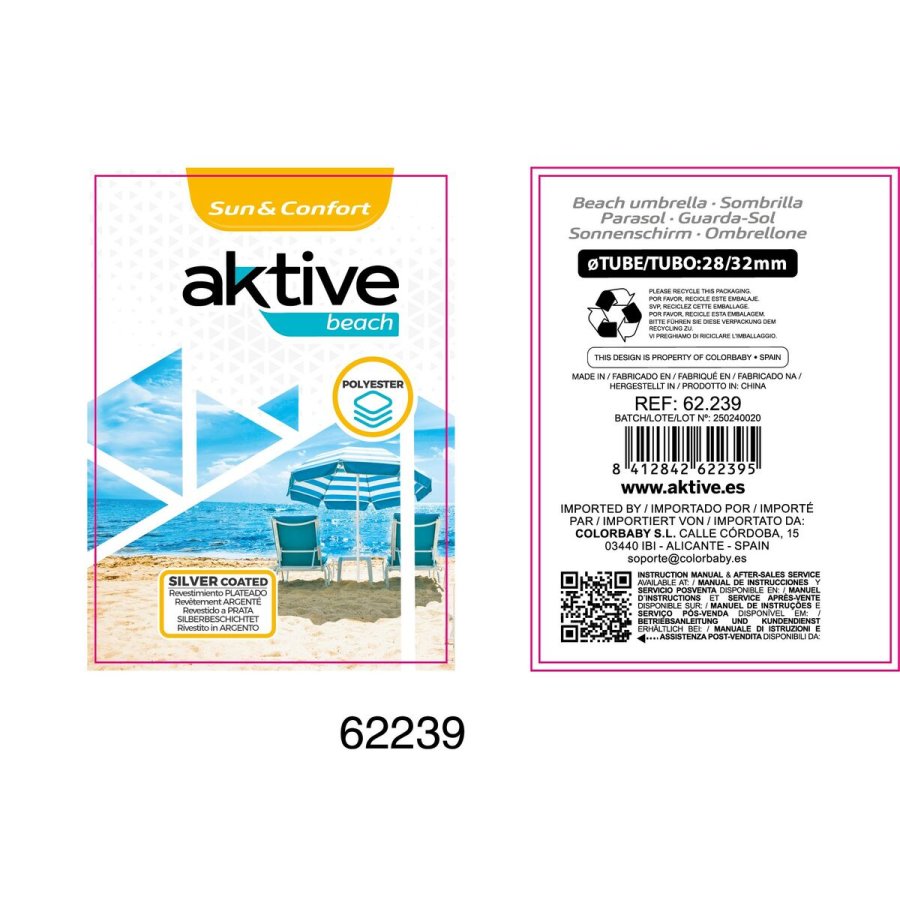 Parasol Aktive Bl� 220 x 207,5 x 220 cm (6 enheder) #4