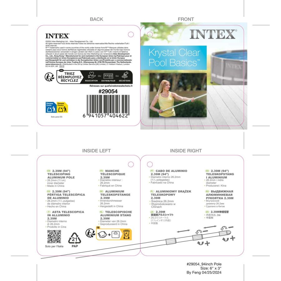 Teleskopisk Hndtag Intex 3,5 x 239 x 3,5 cm (24 enheder) #22