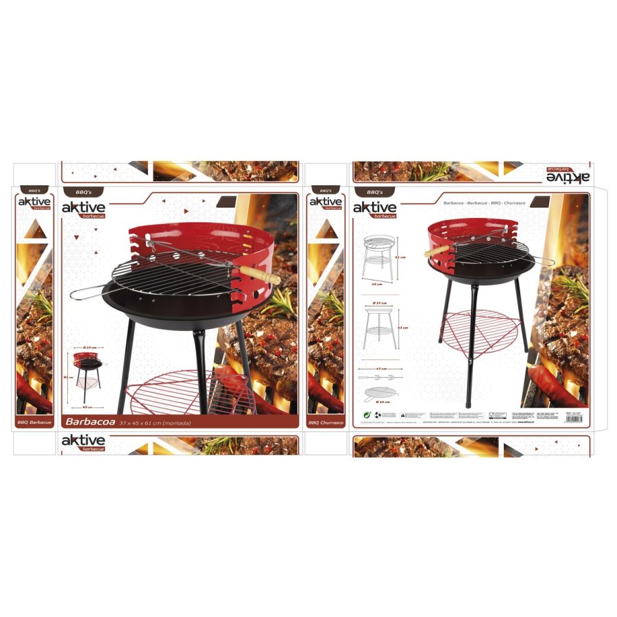 Havegrill Transportabel Aktive Tr Jern  38 cm 37 x 61 x 45 cm (6 enheder) Rd #21