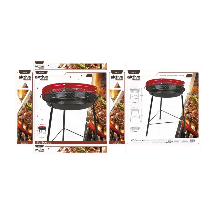 Havegrill Transportabel Aktive Jern Plastik 37 x 44 x 33 cm (6 enheder) Rd #25