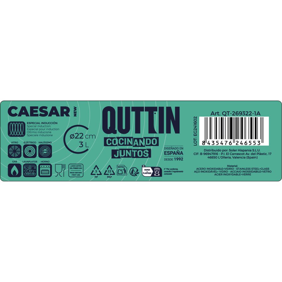 Gryde Med Glaslg Quttin Caesar Stl  22 x 8 cm (6 enheder) #7