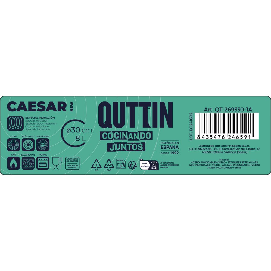 Gryde Med Glaslg Quttin Caesar Stl  30 x 11,5 cm (2 enheder) #7
