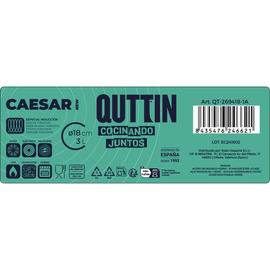 Gryde med Glaslg Quttin Caesar Stl  18 x 12,5 cm (6 enheder) #7