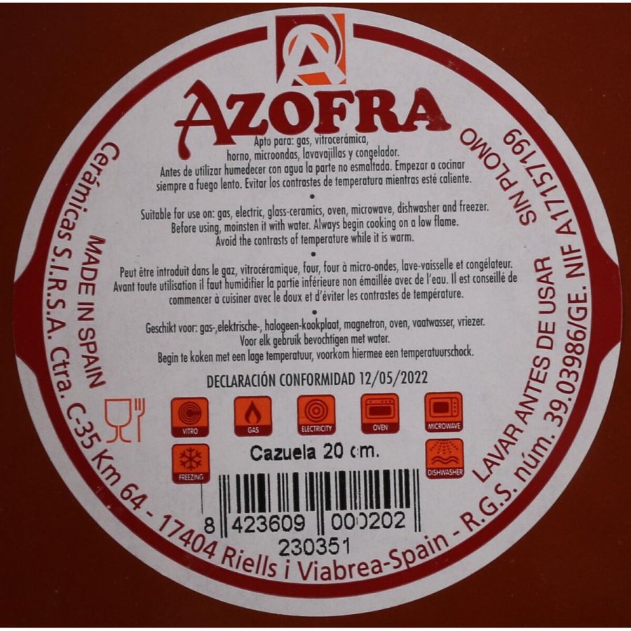Kasserolle Azofra Bagt ler 20 x 20 x 4 cm (18 enheder) #7
