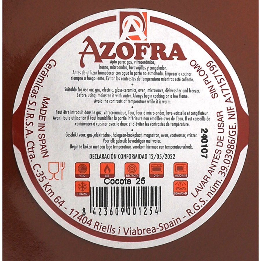 Kasserolle Azofra Bagt ler 24,5 x 23 x 16,7 cm Med lg (3 enheder) #7