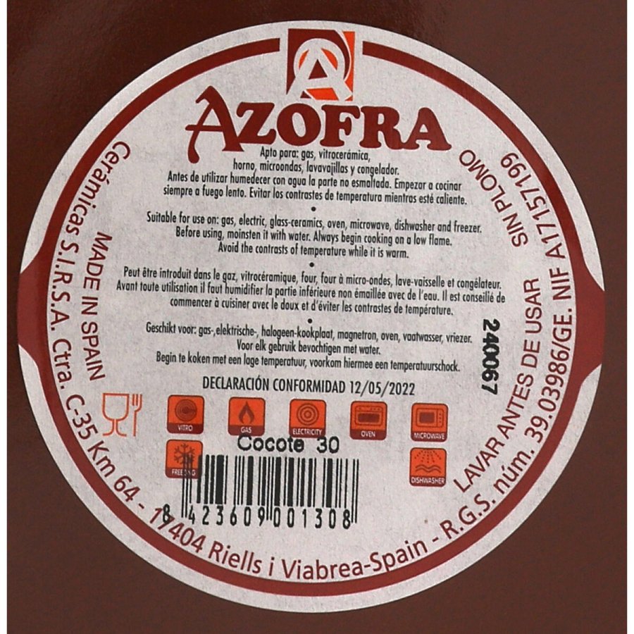 Gryde med lg Azofra Bagt ler 30,5 x 28 x 21 cm (3 enheder) #7