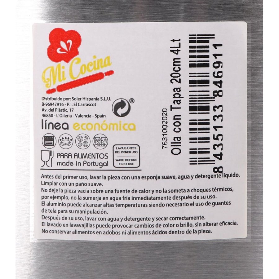 Gryde med lg Aluminium 27 x 22 x 20 cm (8 enheder) #7