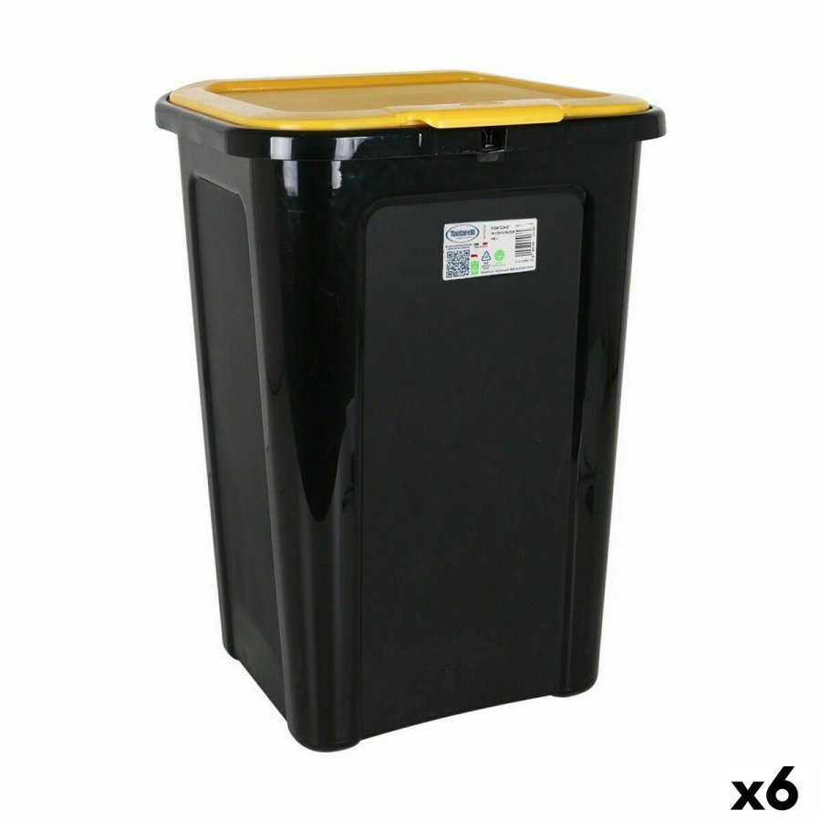 Skraldespand Tontarelli Coverline Gul 44 L Sort 38,5 x 34,5 x 54,5 cm (6 enheder) #1