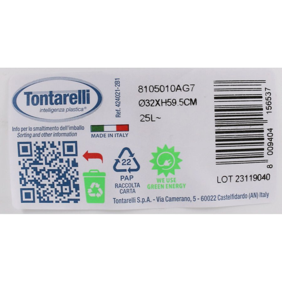 Papirkurv Tontarelli Small hoop (10 enheder) Hvid 25 L #9