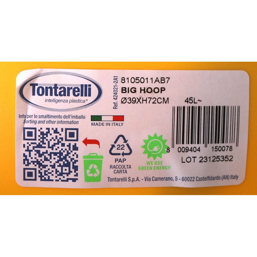 Skraldespand Tontarelli Big hoop Gul Sort 50 L (10 enheder) #9