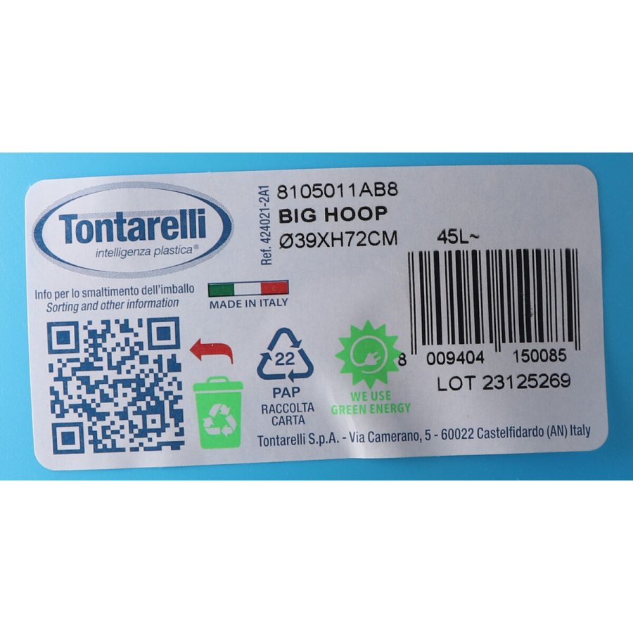 Skraldespand Tontarelli Big hoop Bl Sort 50 L 39 x 39 x 72 cm (10 enheder) #9