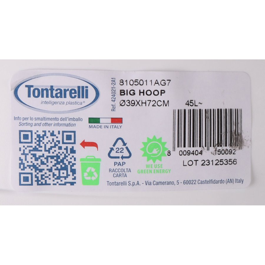 Skraldespand Tontarelli Big hoop Hvid Sort 45 L (10 enheder) #9