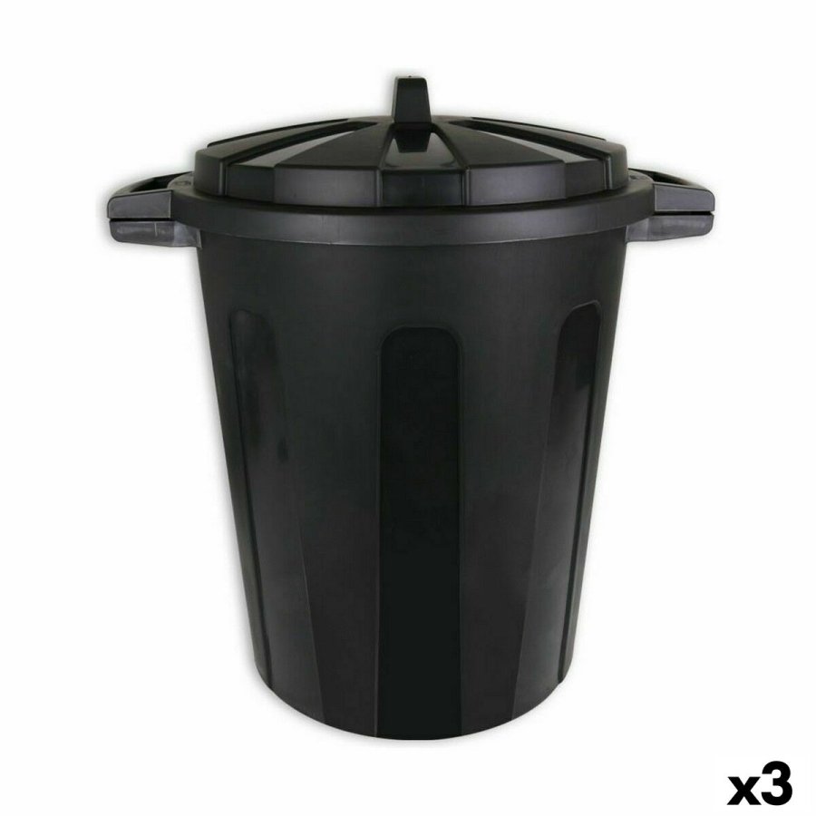 Skraldespand Dem 70 L Sort 56 x 45 x 60 cm (3 enheder) #1