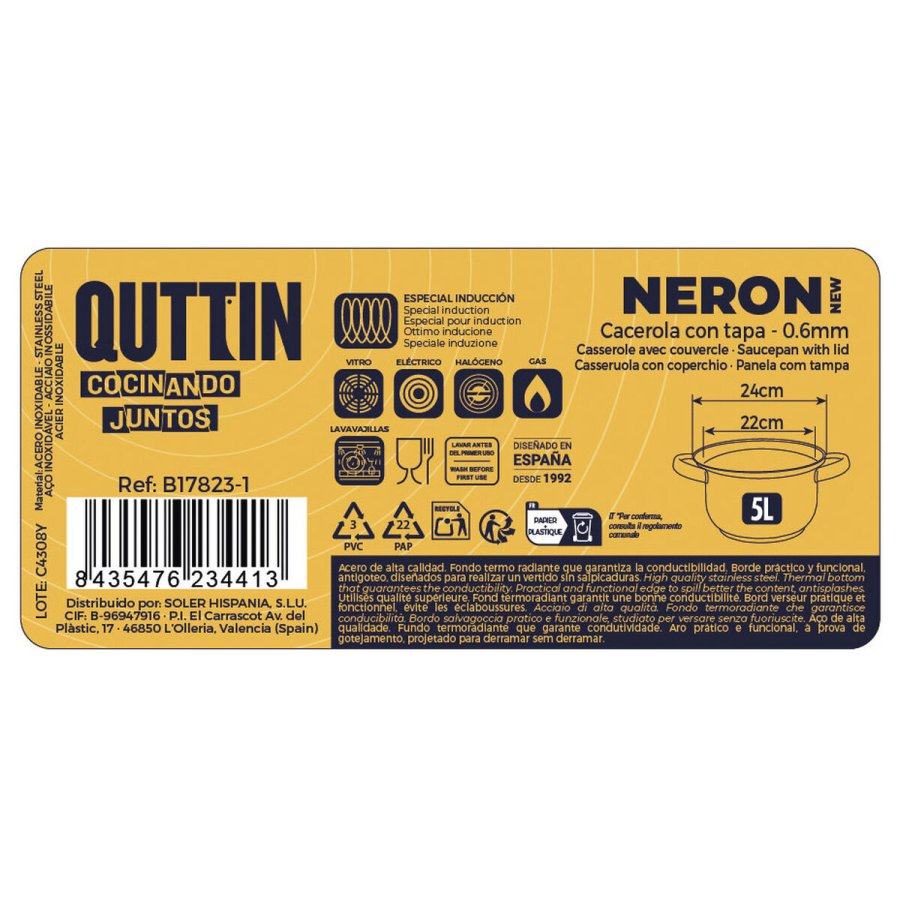 Gryde Med Glaslg Quttin New Neron Stl 32 x 23,5 x 12,8 cm (6 enheder) #7
