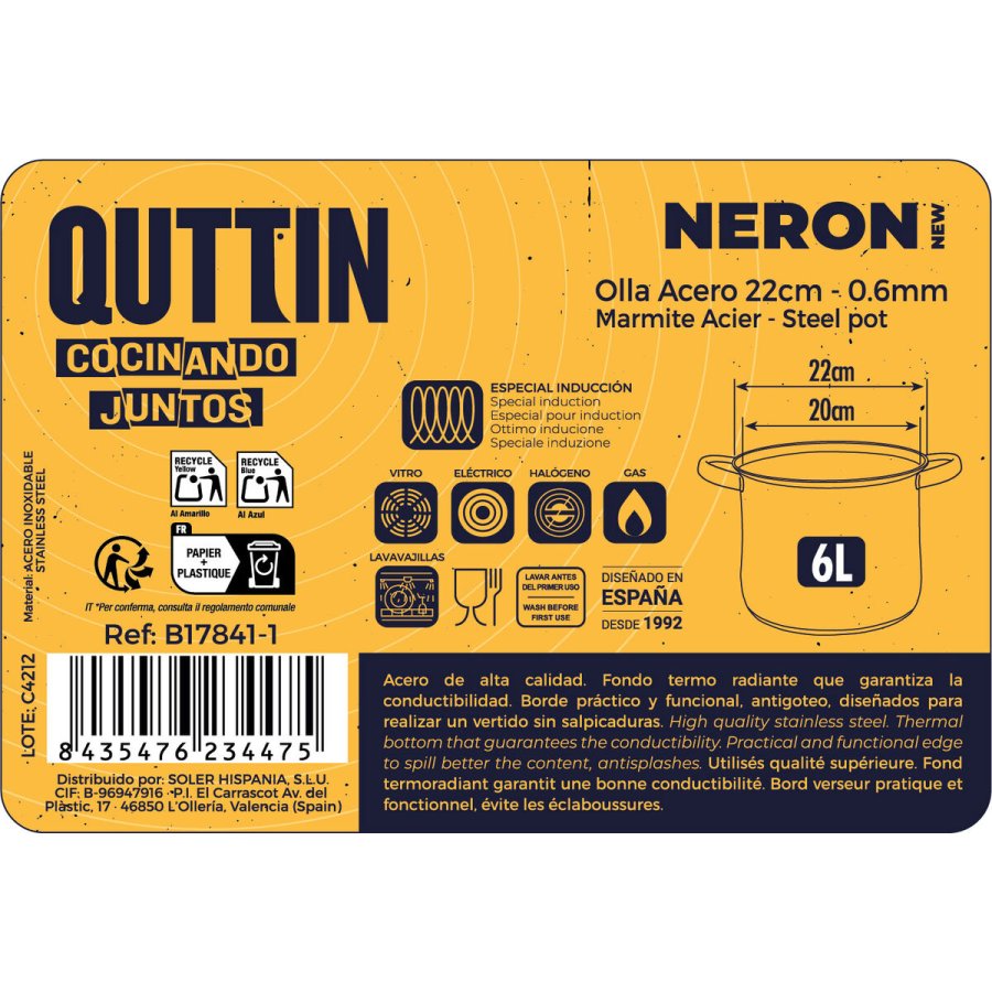 Gryde med Glaslg Quttin New Neron Stl 21,5 x 16,9 cm (4 enheder) #7