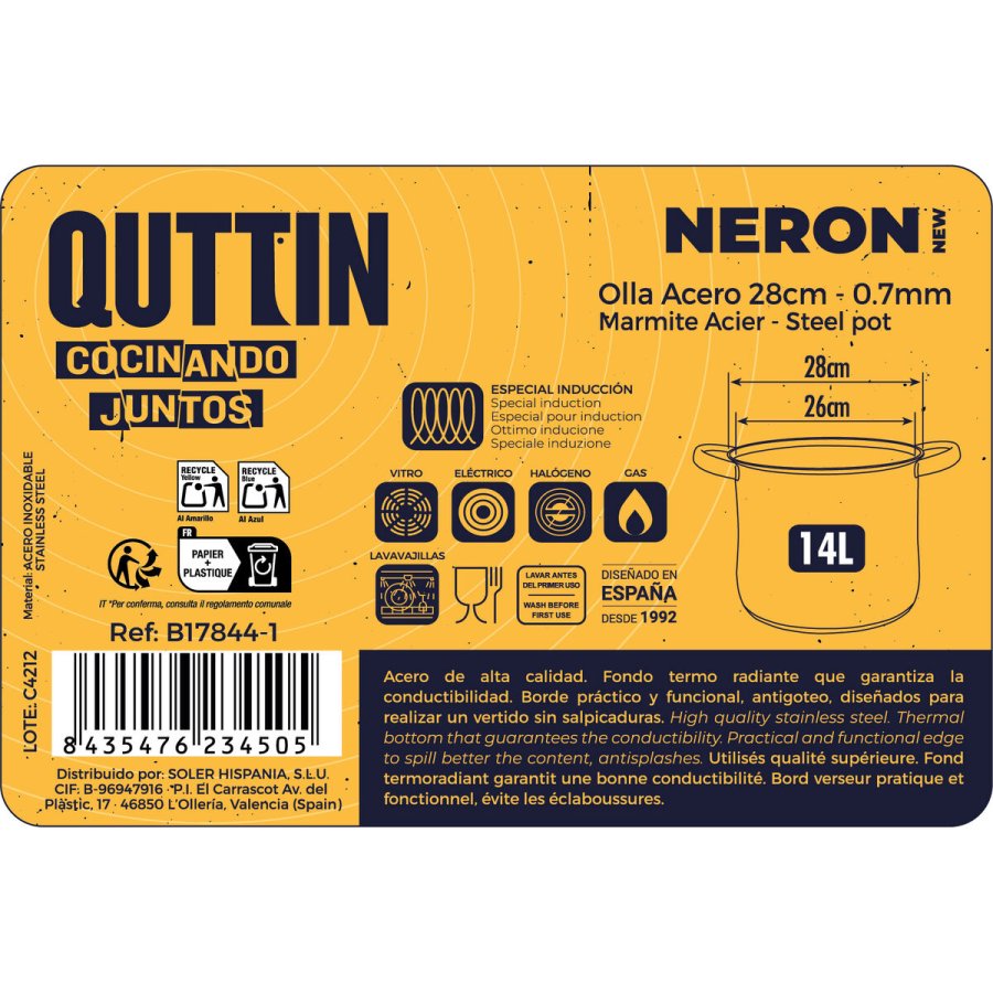Gryde med Glaslg Quttin New Neron Stl 27,3 x 23 cm (4 enheder) #7