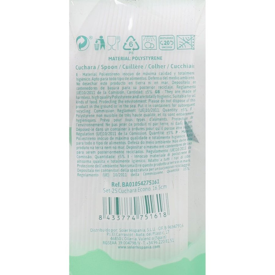 St med skeer Algon Genanvendelig Hvid 36 Enheder 16,5 cm #10