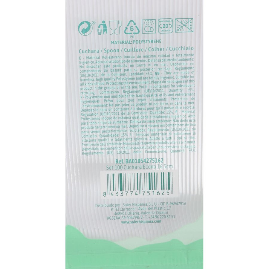 St med skeer Algon Genanvendelig Hvid 20 enheder 16,5 cm #10