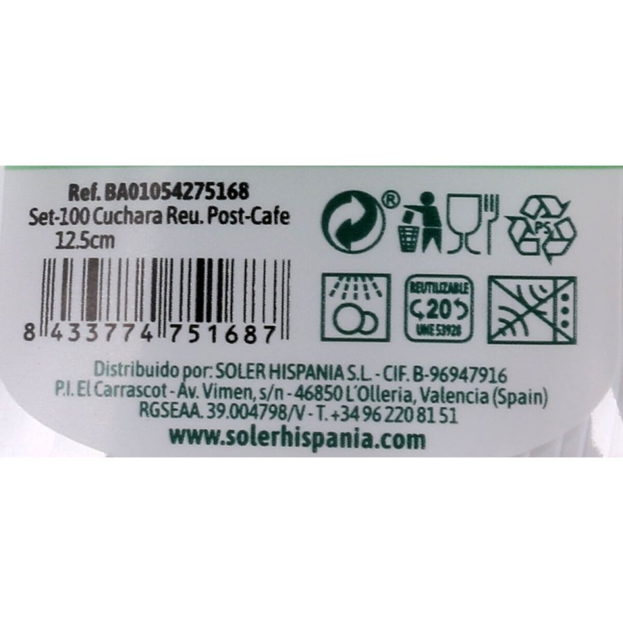 St med skeer Algon Genanvendelig Hvid 20 enheder 12,5 cm #10